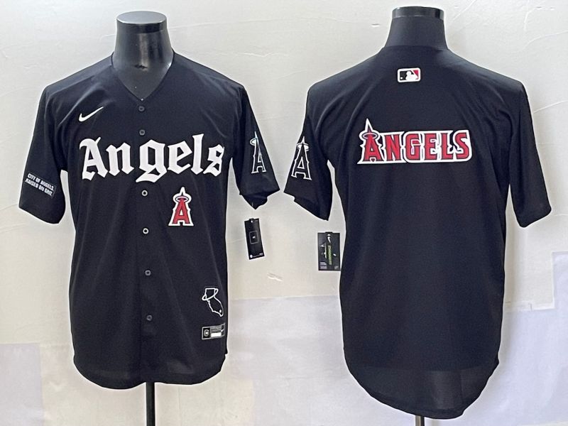 Men 2025 Los Angeles Angels Blank Black Five generations Joint Name Nike MLB Jersey style 15